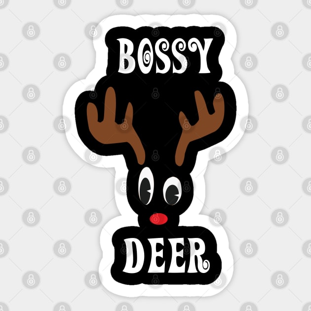 Bossy Reindeer Deer Red nosed Christmas Deer Hunting Hobbies   Interests Sticker by familycuteycom